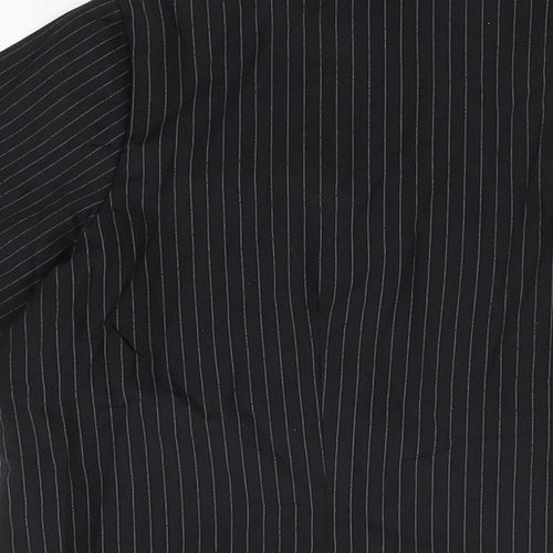 New Look Womens Black Striped Polyester Basic Button-Up Size 18 Collared