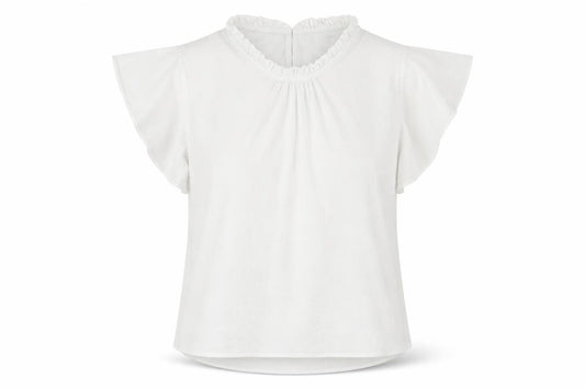 Front view of Boohoo women’s white polyester basic t-shirt, size UK 8, round neck