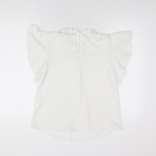 Boohoo Womens White Polyester Basic T-Shirt Size 8 Round Neck