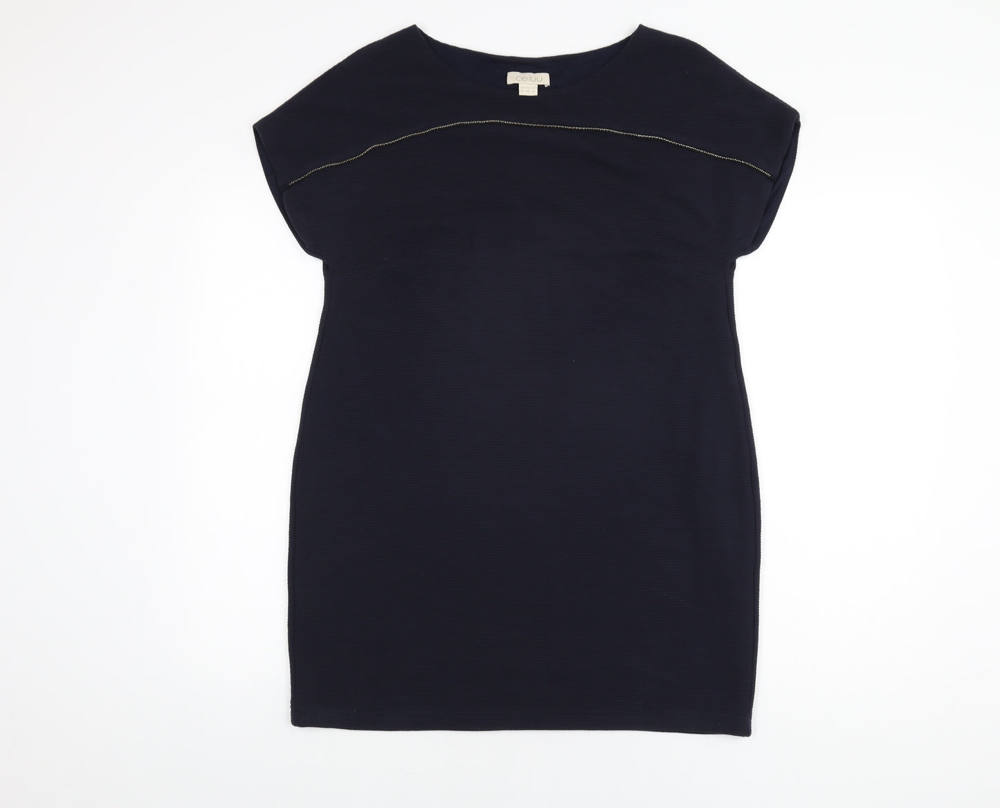 Celuu Womens Blue Viscose Shift Size 12 Boat Neck Pullover