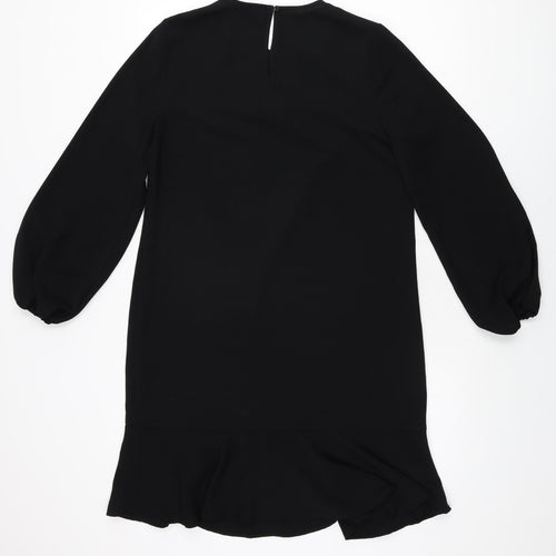 Marks and Spencer Womens Black Polyester Shift Size 10 Round Neck Button