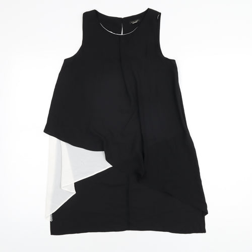 River Island Girls Black Polyester Basic Blouse Size 12 Years Round Neck Button