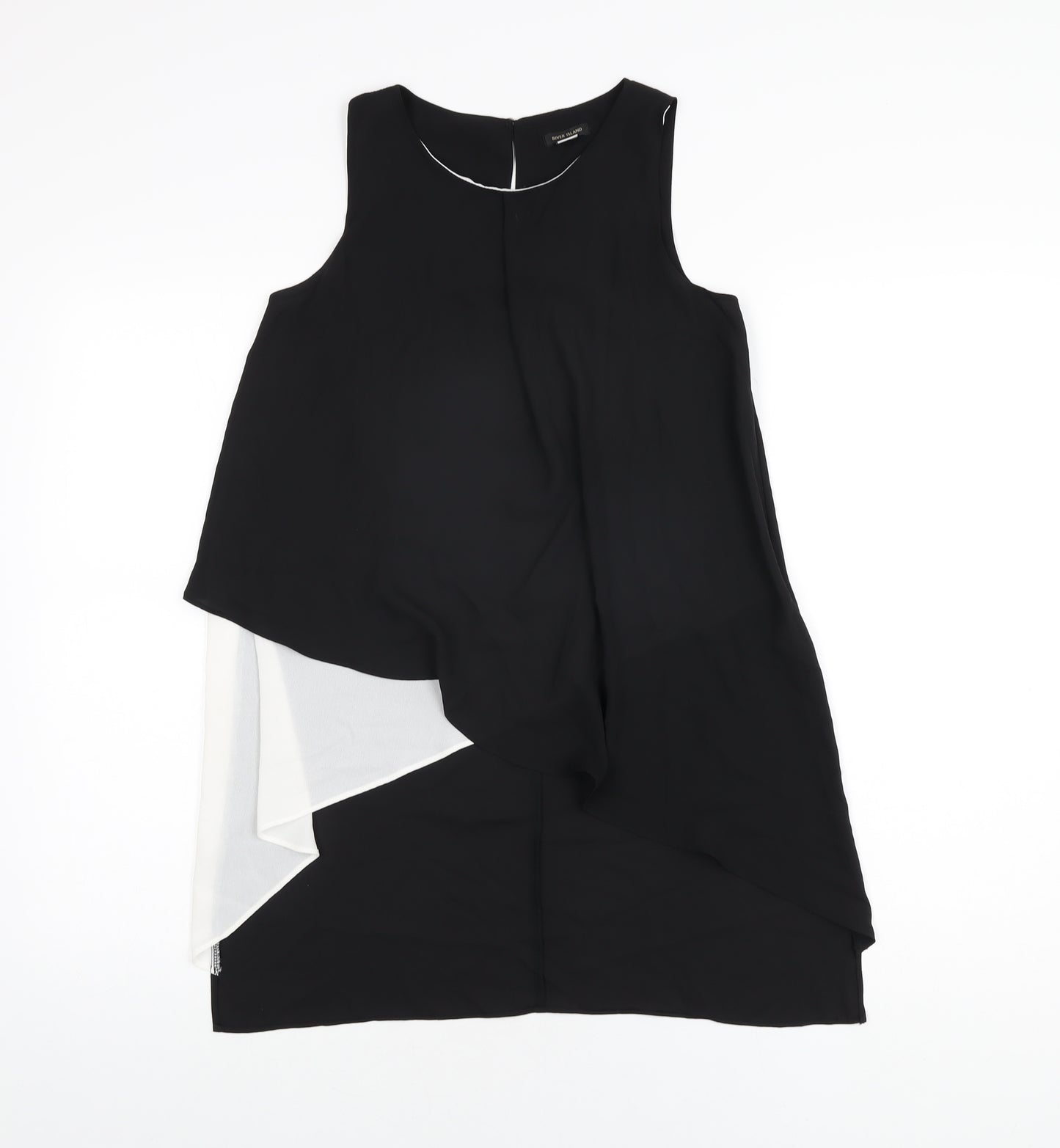 River Island Girls Black Polyester Basic Blouse Size 12 Years Round Neck Button