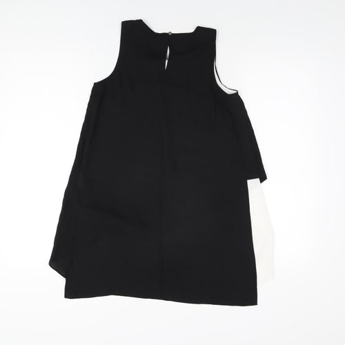 River Island Girls Black Polyester Basic Blouse Size 12 Years Round Neck Button