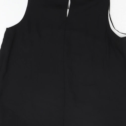 River Island Girls Black Polyester Basic Blouse Size 12 Years Round Neck Button