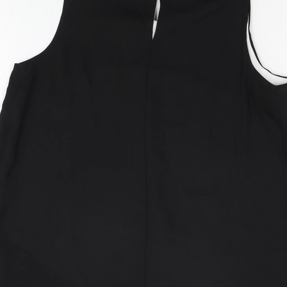 River Island Girls Black Polyester Basic Blouse Size 12 Years Round Neck Button