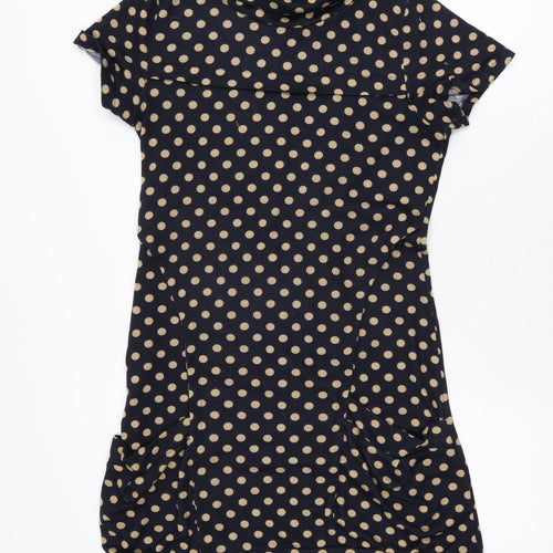 Goldkid Womens Blue Polka Dot Polyester Shift Size L Round Neck Pullover