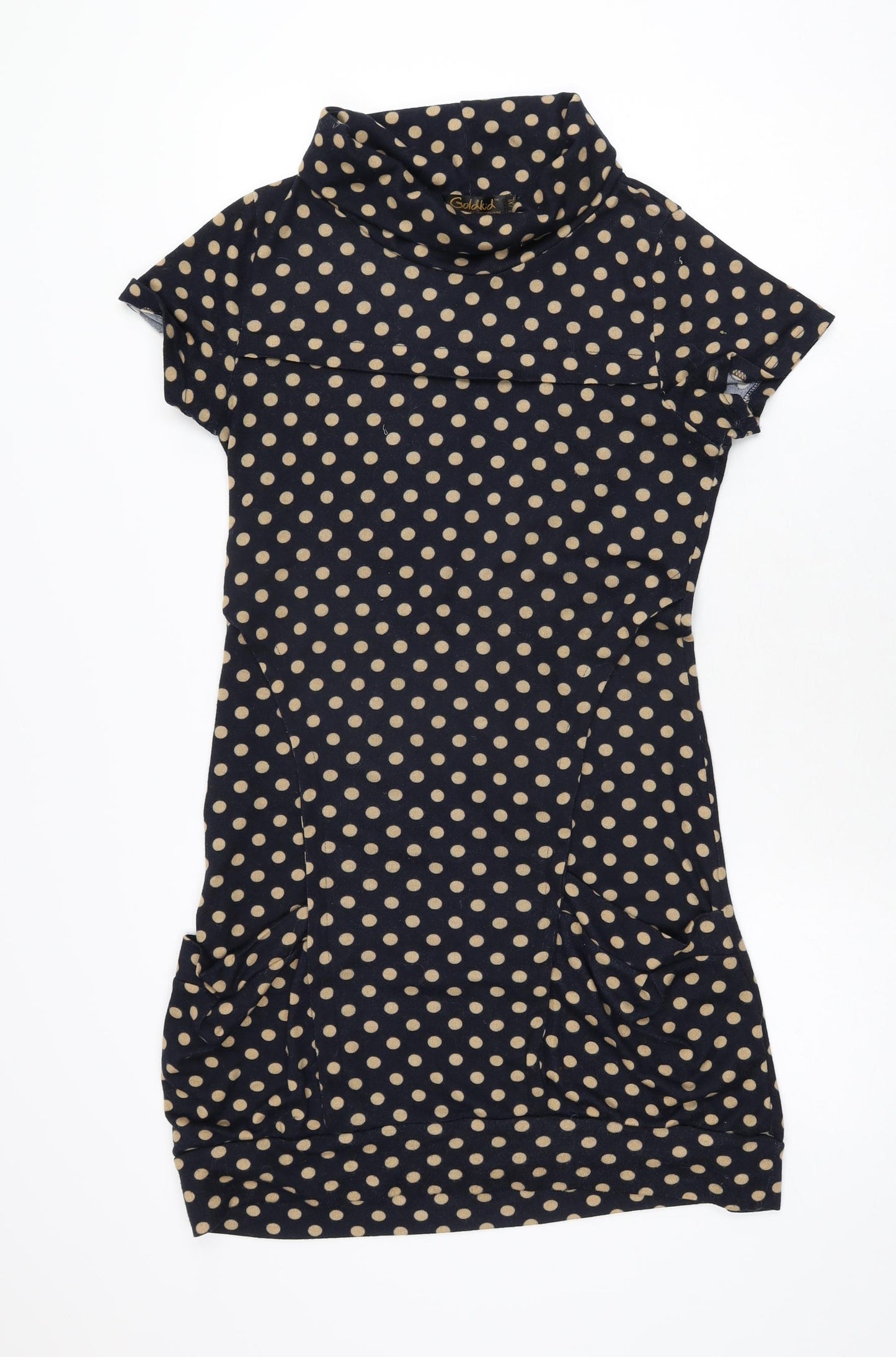 Goldkid Womens Blue Polka Dot Polyester Shift Size L Round Neck Pullover