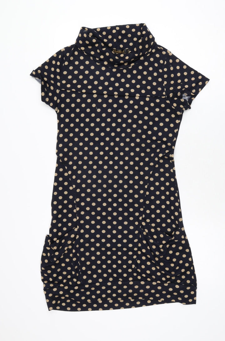 Goldkid Womens Blue Polka Dot Polyester Shift Size L Round Neck Pullover