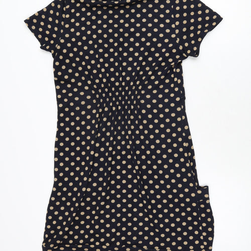 Goldkid Womens Blue Polka Dot Polyester Shift Size L Round Neck Pullover