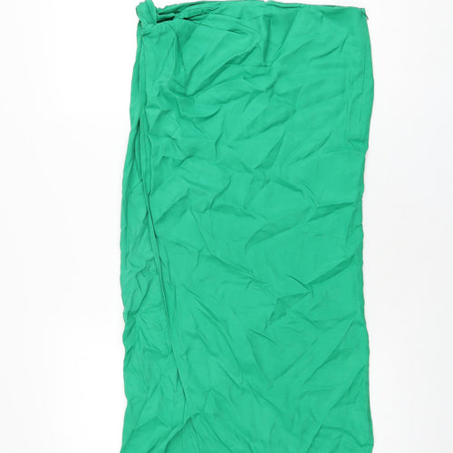 Zara Womens Green Viscose Wrap Skirt Size M Zip
