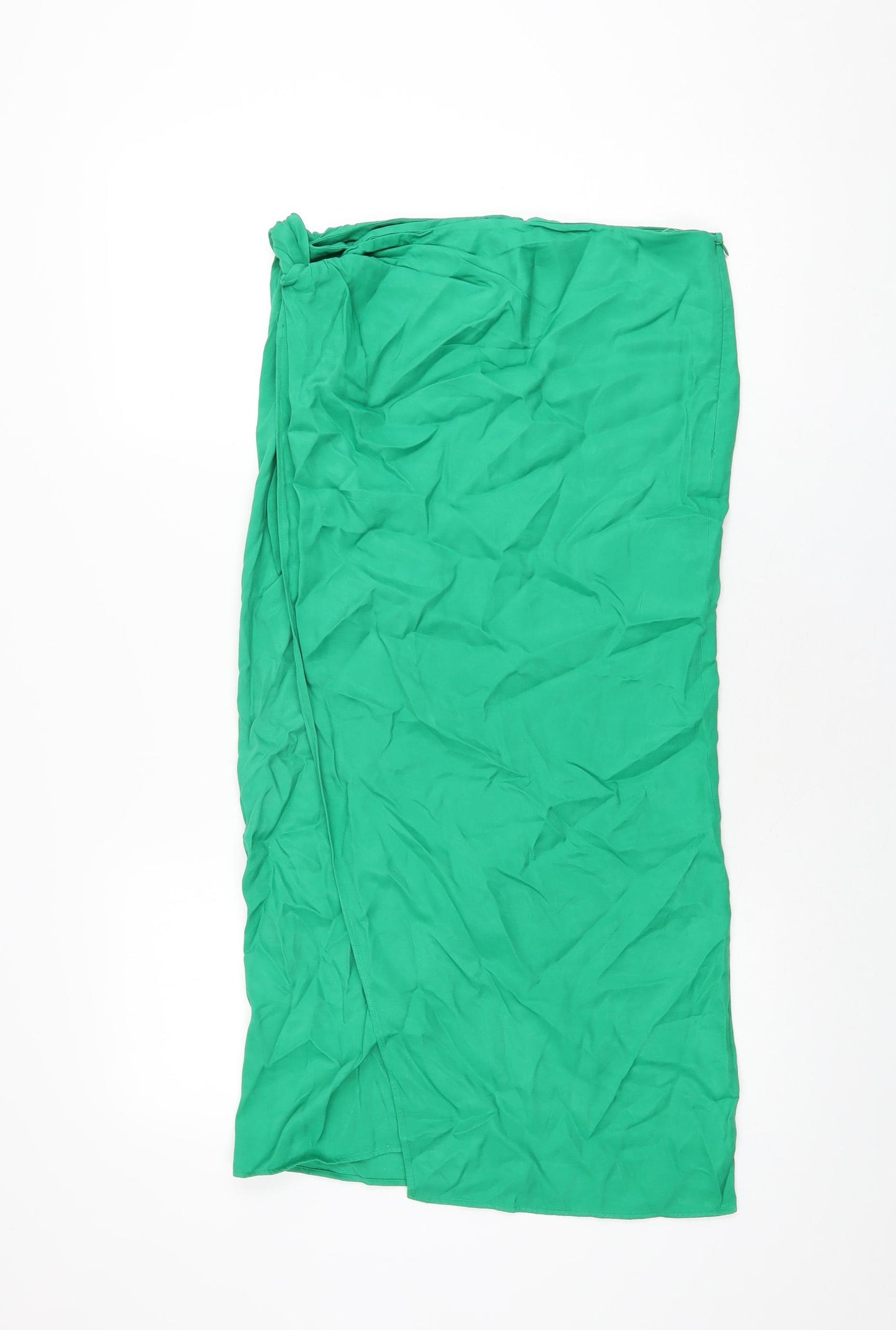 Zara Womens Green Viscose Wrap Skirt Size M Zip