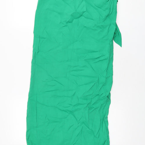 Zara Womens Green Viscose Wrap Skirt Size M Zip