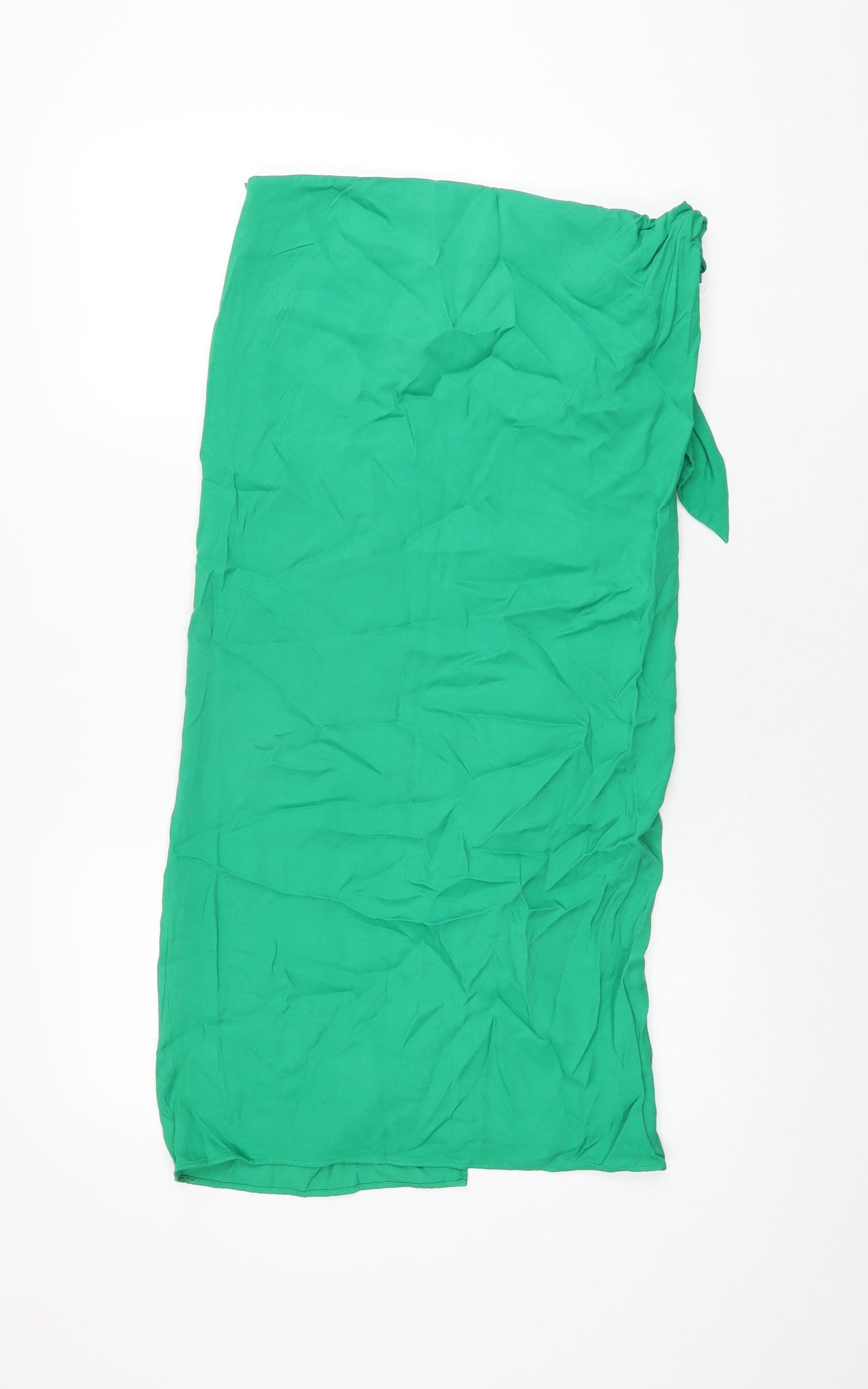 Zara Womens Green Viscose Wrap Skirt Size M Zip