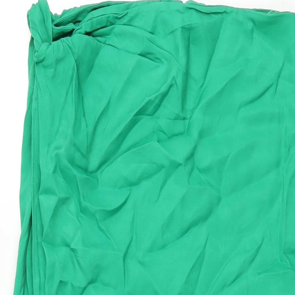Zara Womens Green Viscose Wrap Skirt Size M Zip