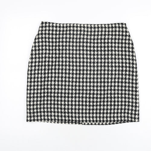 Warehouse Womens Multicoloured Geometric Acrylic A-Line Skirt Size 14 Zip - Houndstooth