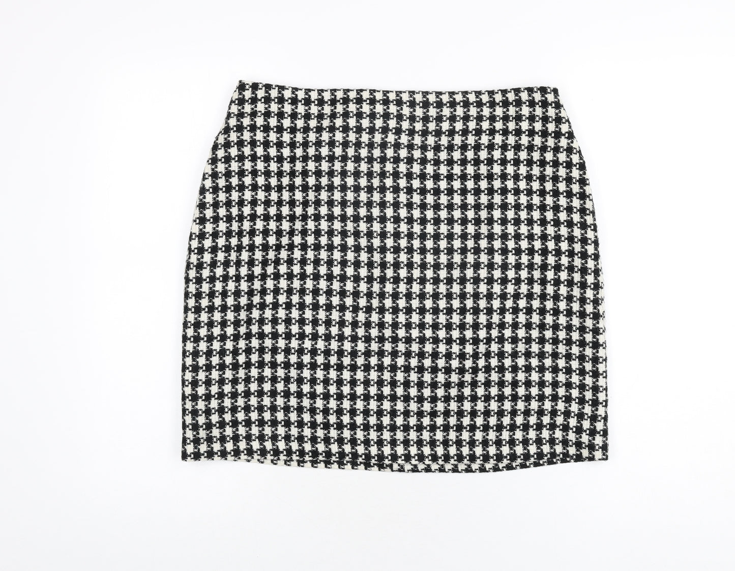 Warehouse Womens Multicoloured Geometric Acrylic A-Line Skirt Size 14 Zip - Houndstooth