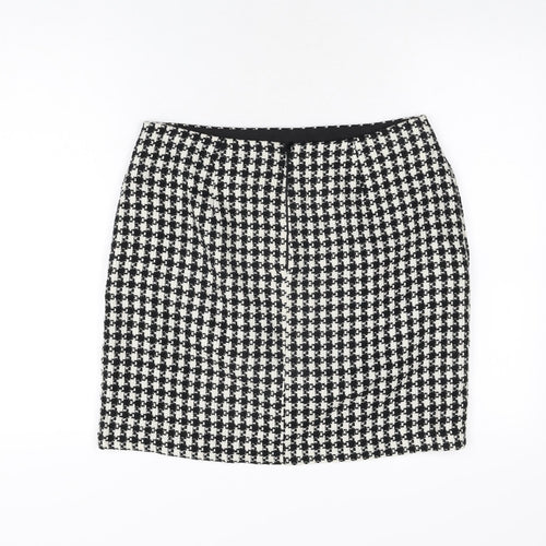 Warehouse Womens Multicoloured Geometric Acrylic A-Line Skirt Size 14 Zip - Houndstooth