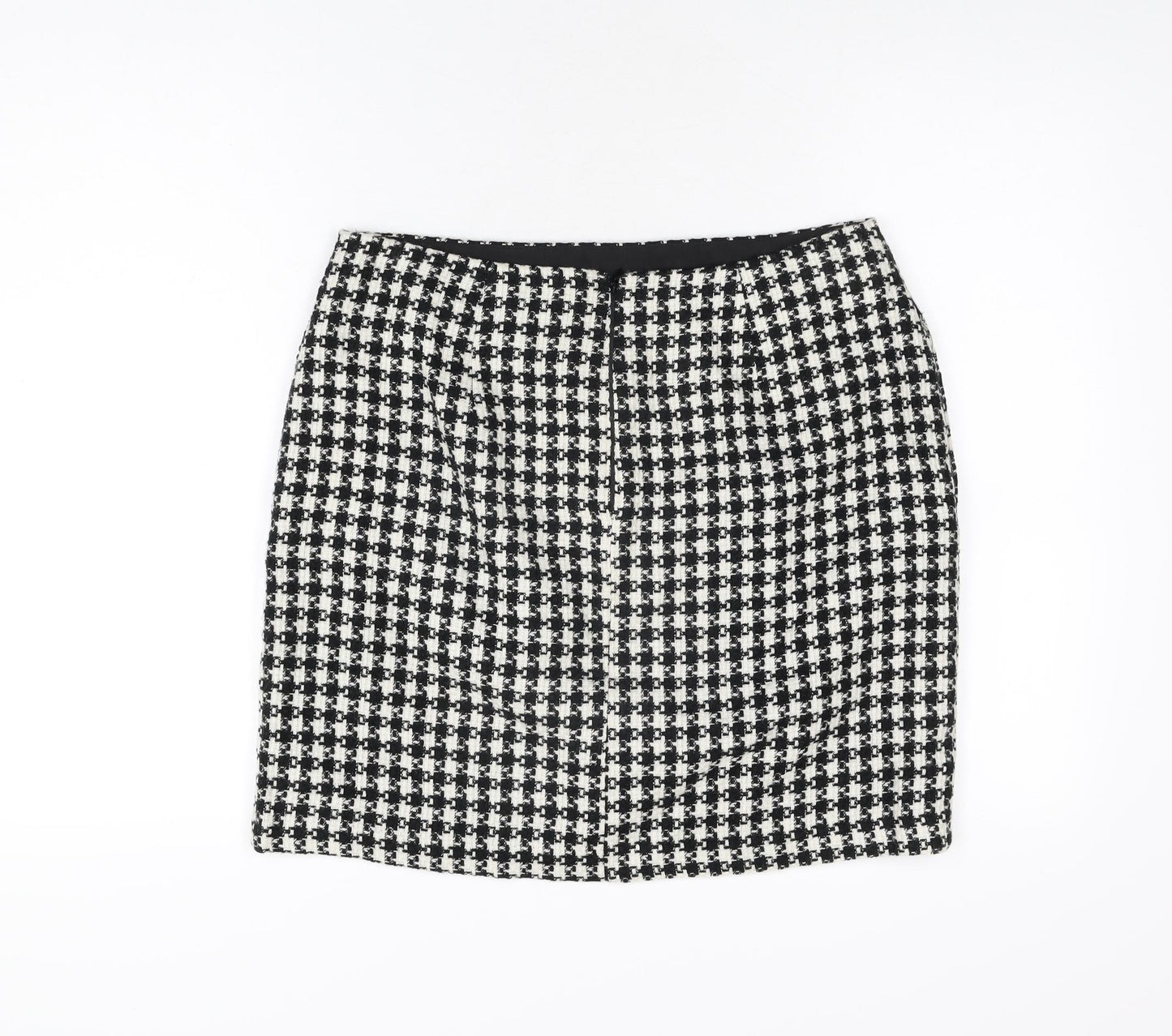 Warehouse Womens Multicoloured Geometric Acrylic A-Line Skirt Size 14 Zip - Houndstooth