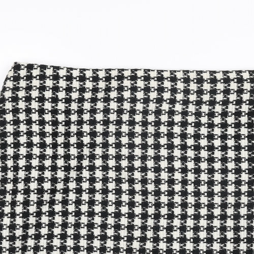 Warehouse Womens Multicoloured Geometric Acrylic A-Line Skirt Size 14 Zip - Houndstooth