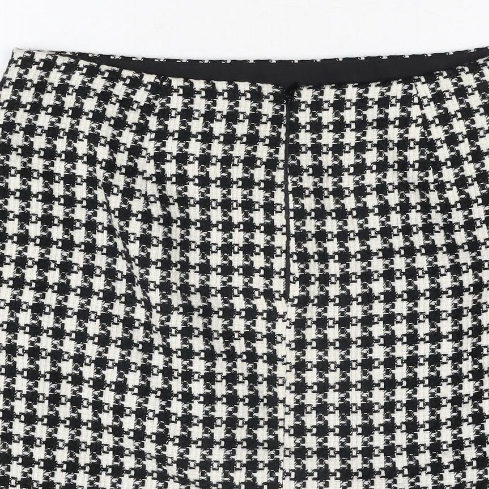Warehouse Womens Multicoloured Geometric Acrylic A-Line Skirt Size 14 Zip - Houndstooth