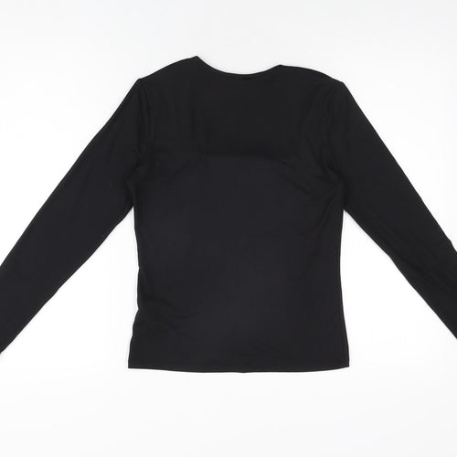 H&M Womens Black Polyester Basic T-Shirt Size S Square Neck