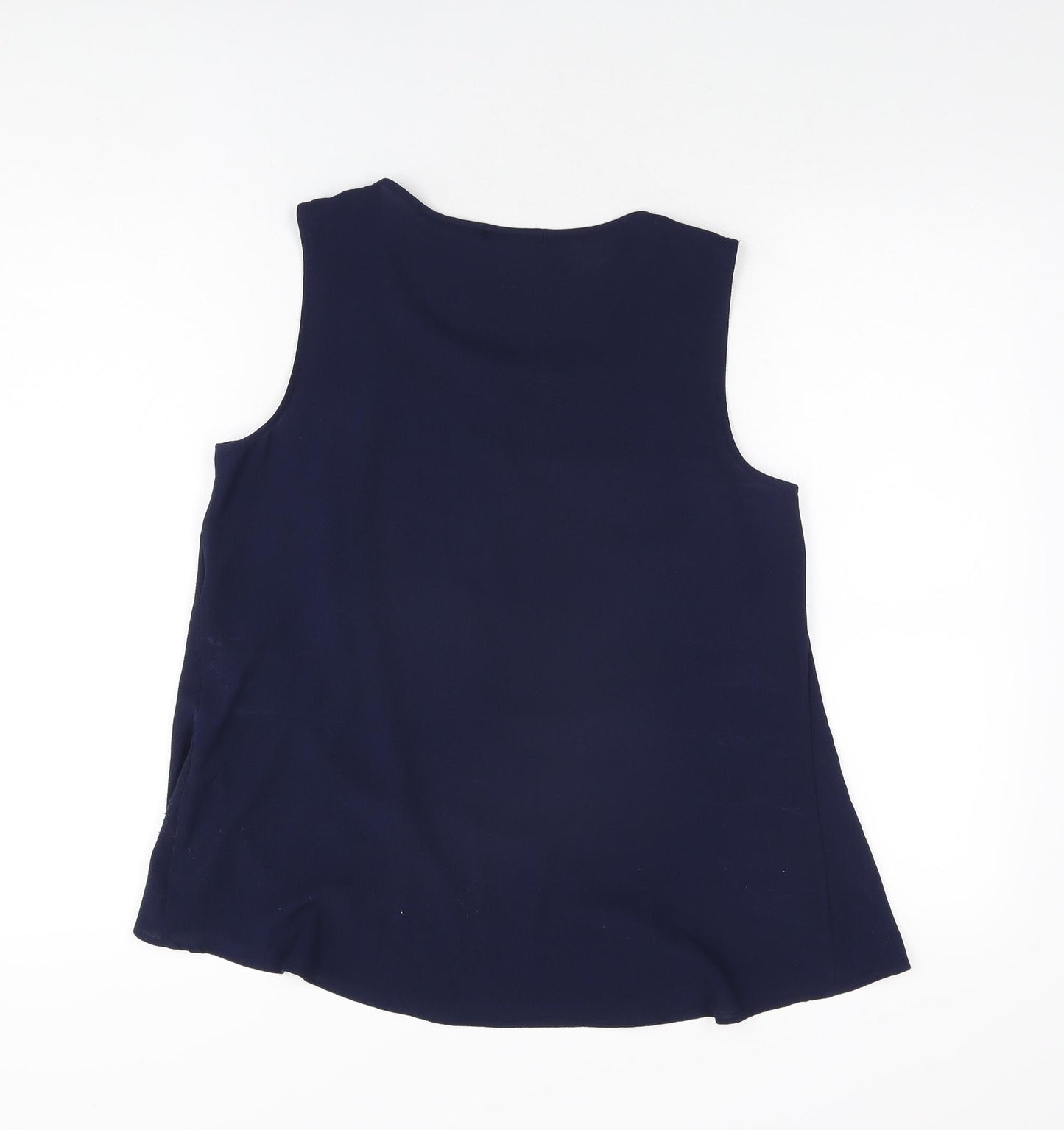 M&Co Womens Blue Polyester Basic T-Shirt Size 10 Scoop Neck