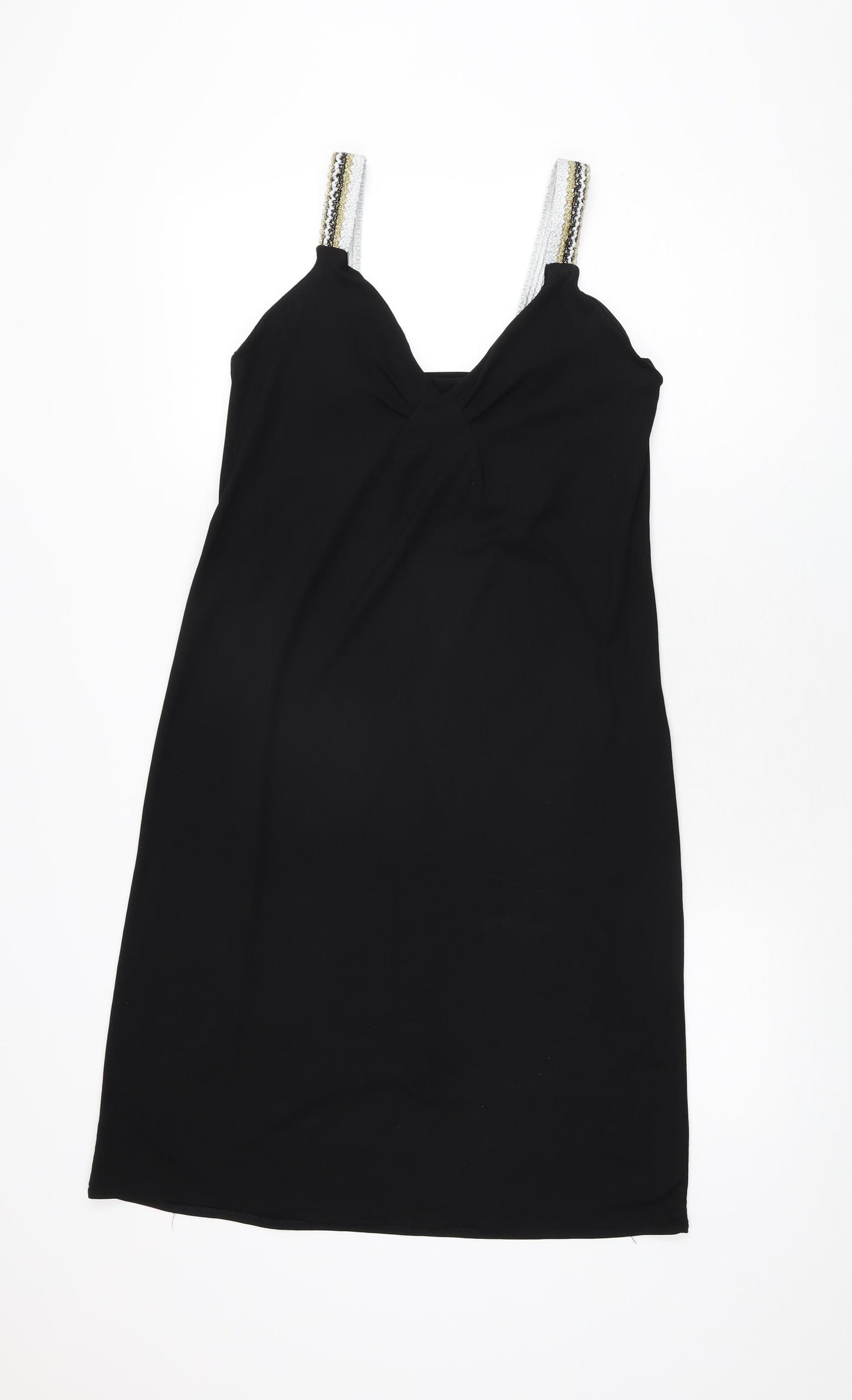 Zara Womens Black Polyester Shift Size S V-Neck Pullover