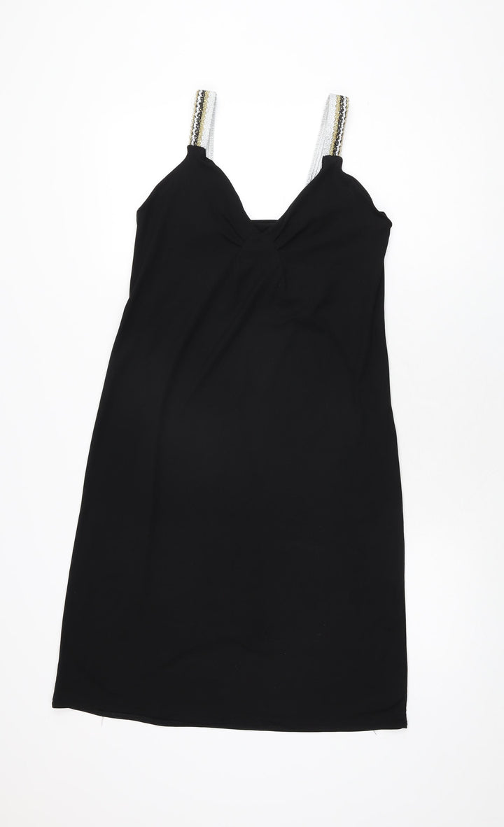 Zara Womens Black Polyester Shift Size S V-Neck Pullover