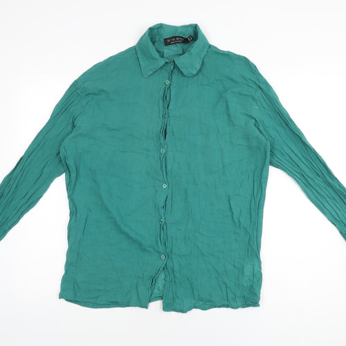 In the Style Womens Green Cotton Basic Button-Up Size 8 Collared