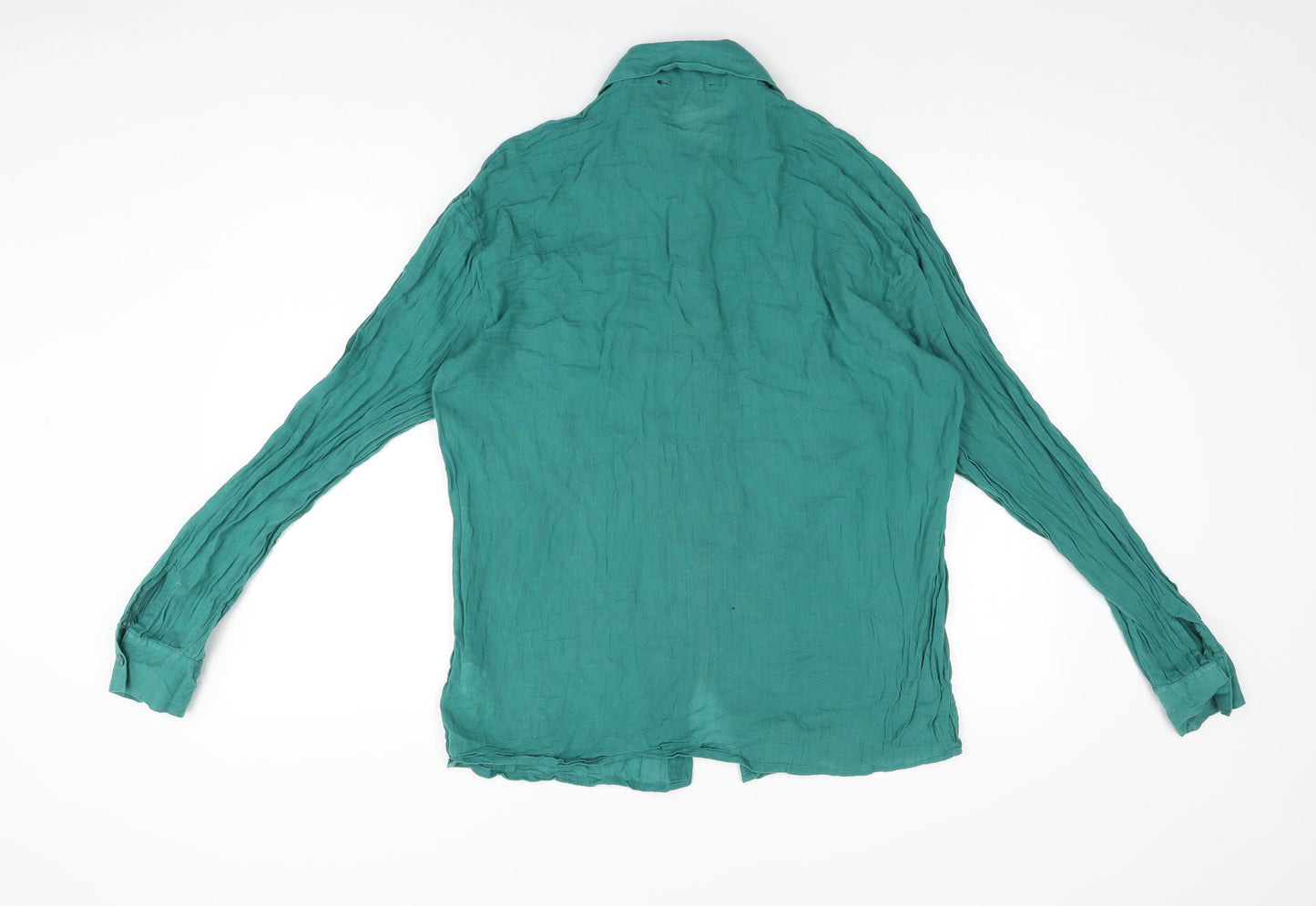 In the Style Womens Green Cotton Basic Button-Up Size 8 Collared