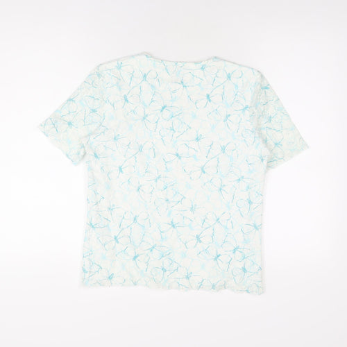 TIGI Womens White Geometric Polyester Basic T-Shirt Size 10 V-Neck - Size 10-12