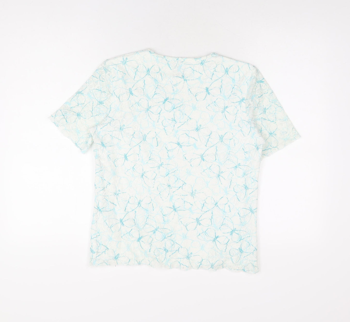 TIGI Womens White Geometric Polyester Basic T-Shirt Size 10 V-Neck - Size 10-12