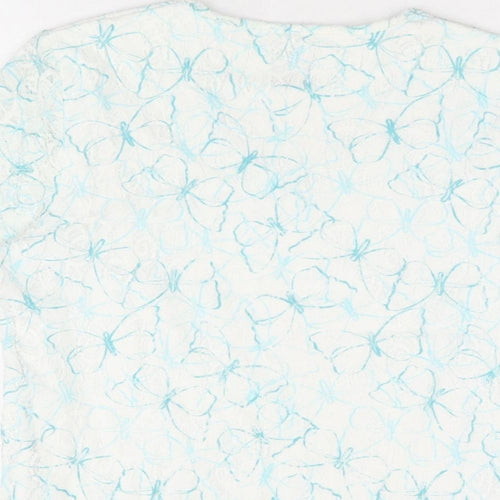 TIGI Womens White Geometric Polyester Basic T-Shirt Size 10 V-Neck - Size 10-12