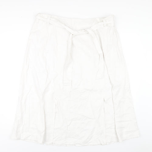 Marks and Spencer Womens White Linen A-Line Skirt Size 22 Zip