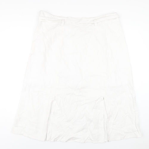 Marks and Spencer Womens White Linen A-Line Skirt Size 22 Zip