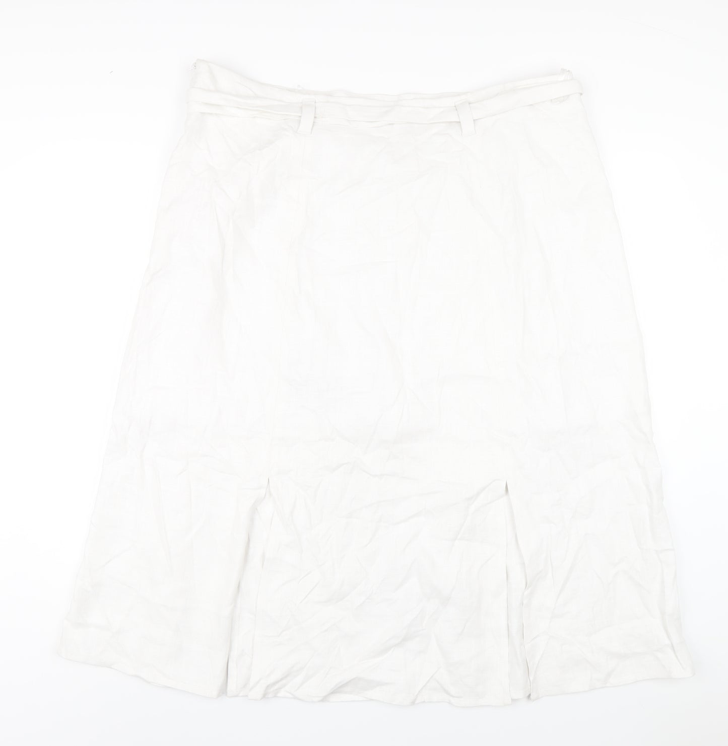 Marks and Spencer Womens White Linen A-Line Skirt Size 22 Zip