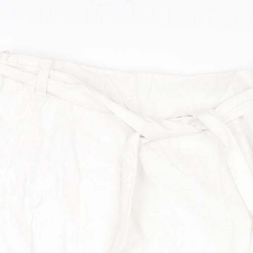 Marks and Spencer Womens White Linen A-Line Skirt Size 22 Zip