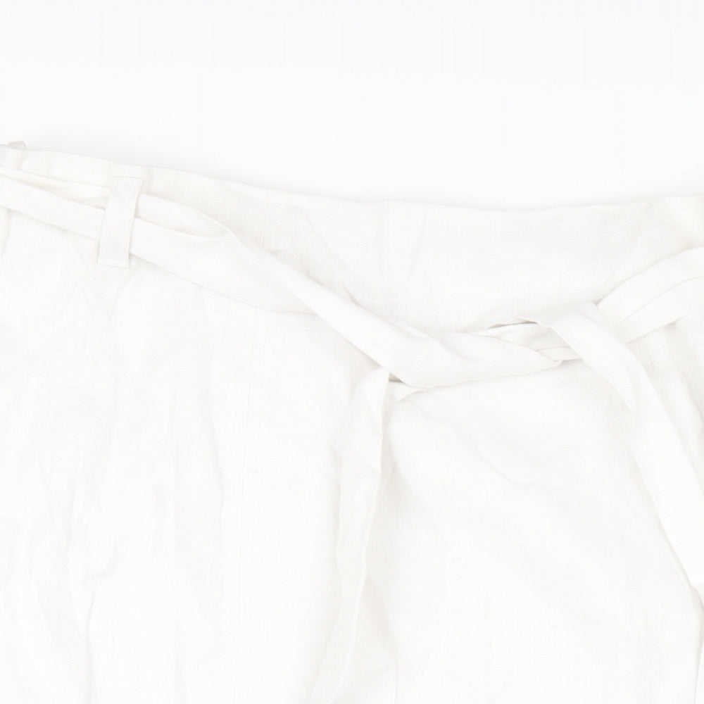Marks and Spencer Womens White Linen A-Line Skirt Size 22 Zip