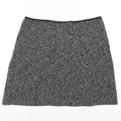 Oasis Womens Grey Polyester A-Line Skirt Size S Zip