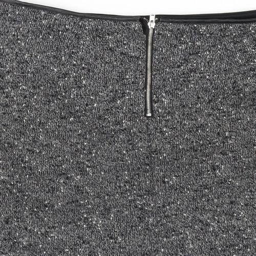 Oasis Womens Grey Polyester A-Line Skirt Size S Zip