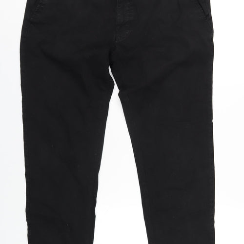 Zara Mens Black Cotton Trousers Size 36 in L30 in Regular Zip