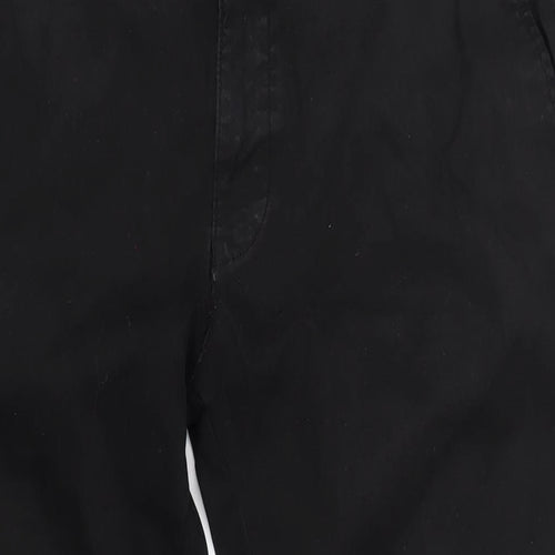 Zara Mens Black Cotton Trousers Size 36 in L30 in Regular Zip