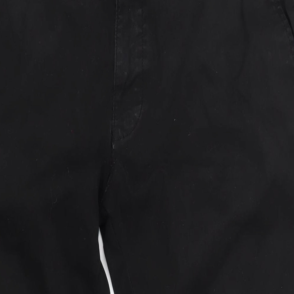 Zara Mens Black Cotton Trousers Size 36 in L30 in Regular Zip