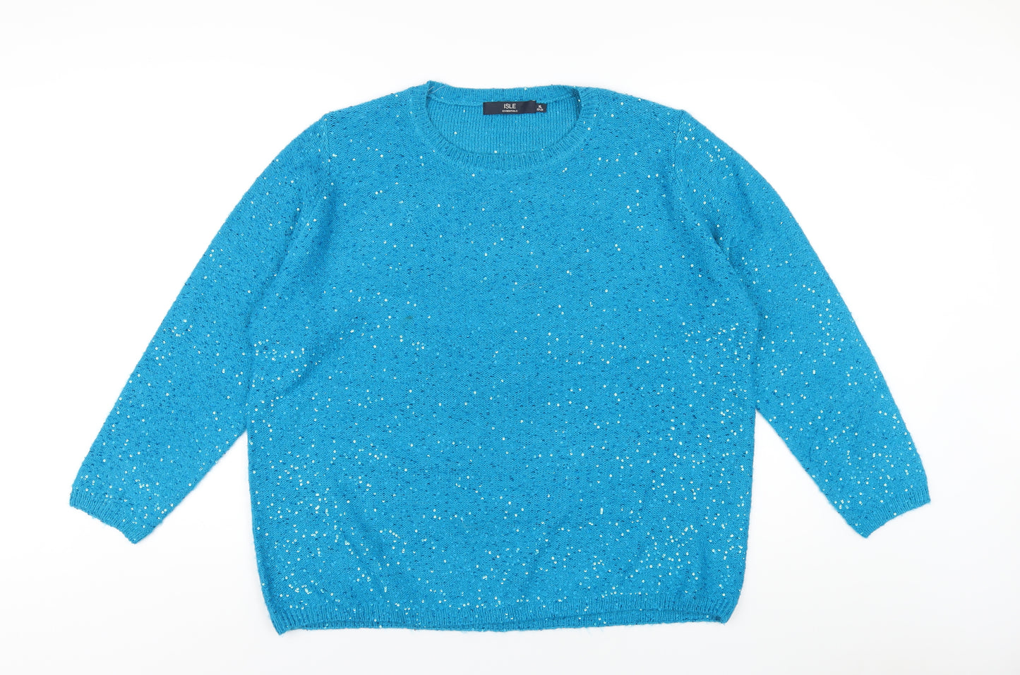 EWM Womens Blue Crew Neck Polyester Pullover Jumper Size 22