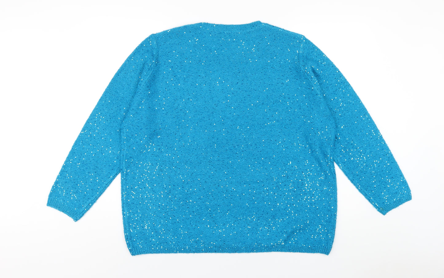EWM Womens Blue Crew Neck Polyester Pullover Jumper Size 22