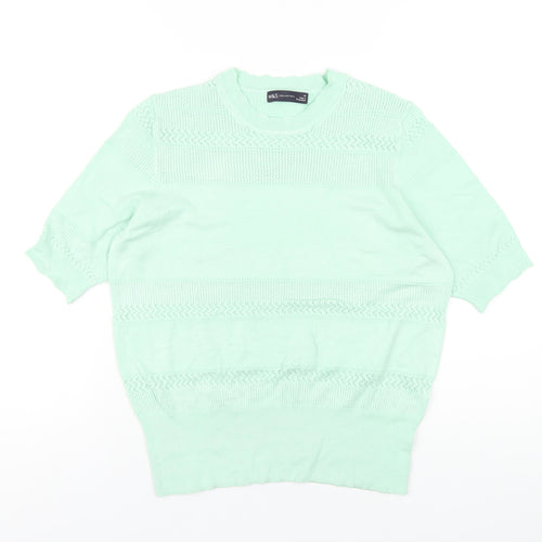 Marks and Spencer Womens Green Crew Neck Viscose Pullover Jumper Size 14