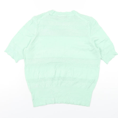 Marks and Spencer Womens Green Crew Neck Viscose Pullover Jumper Size 14