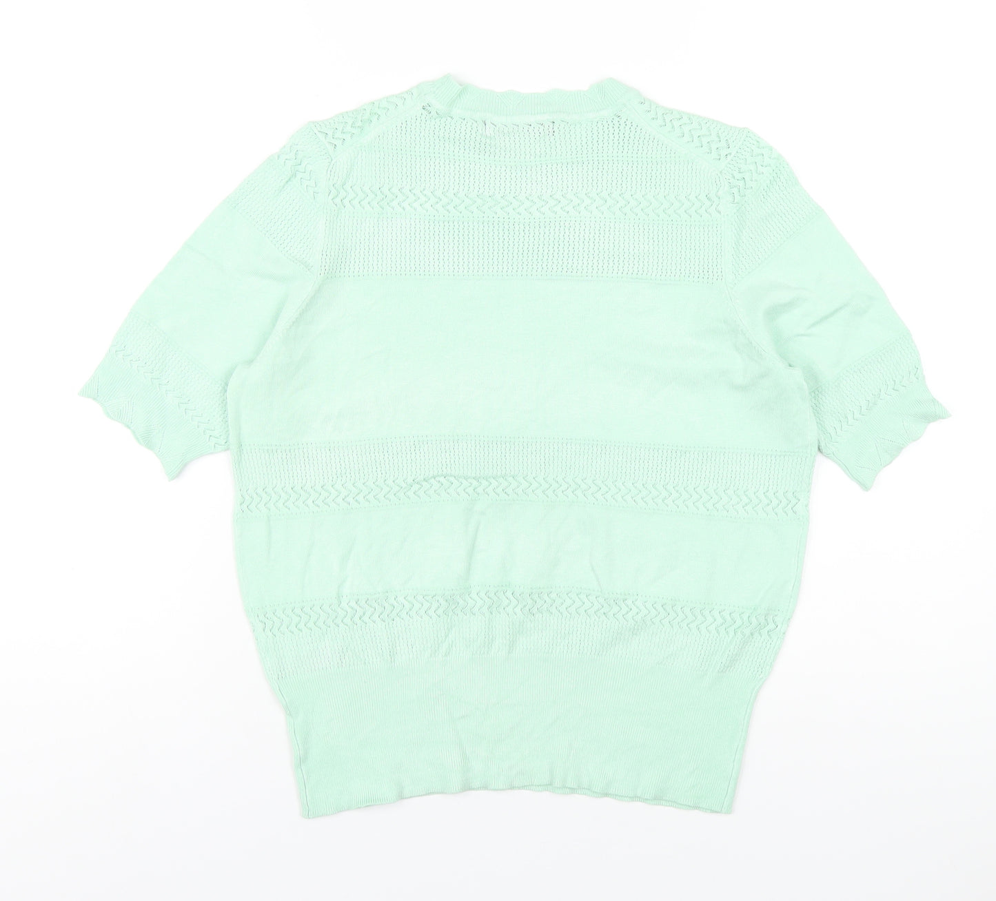 Marks and Spencer Womens Green Crew Neck Viscose Pullover Jumper Size 14