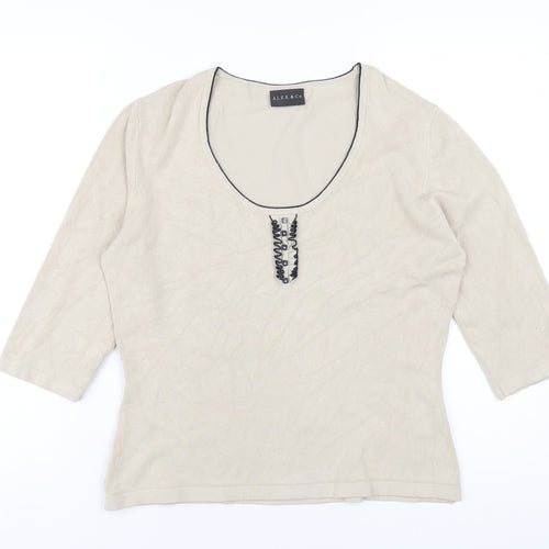 Alex & Co Womens Beige Scoop Neck Viscose Pullover Jumper Size 14